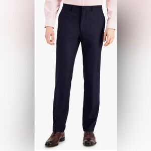 Men's Navy Slim Fit Straight-Leg Dress Pants NWT 28wx29L flat front
